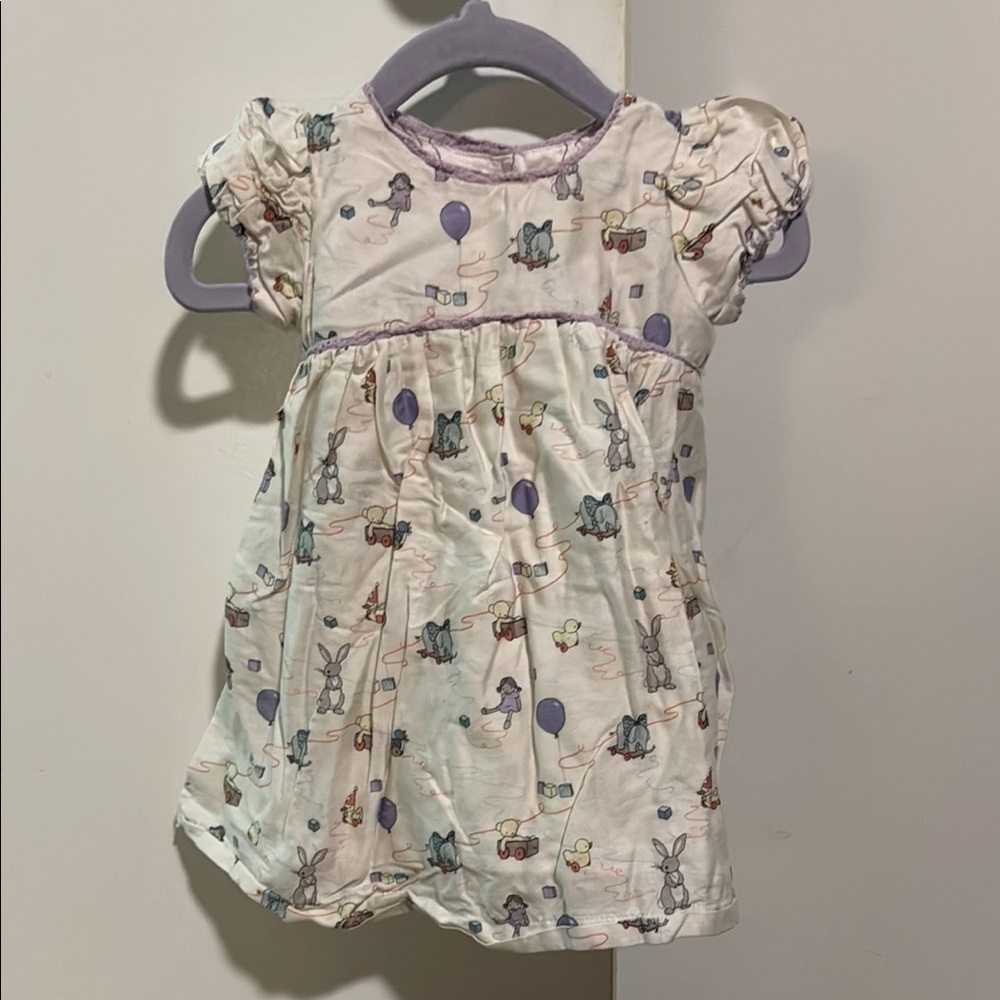 Vintage Adorable White Baby Dress with Balloon Print